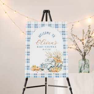 Blue A little Pumpkin Truck Boy Baby Shower Foam Board
