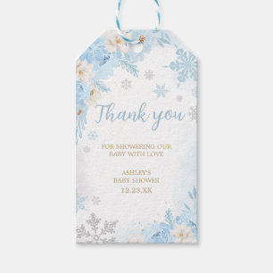 Blue A Little Snowflake Baby Shower Favor Tags