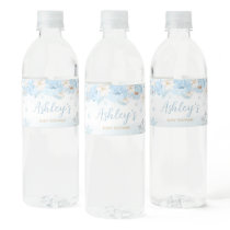 Blue A Little Snowflake Baby Shower  Water Bottle Label
