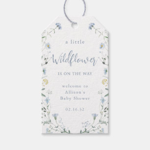 Blue A Little Wildflower Rustic Boho Baby Shower Gift Tags