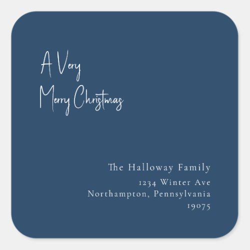 Blue A Very Merry Christmas Square Envelope Seal