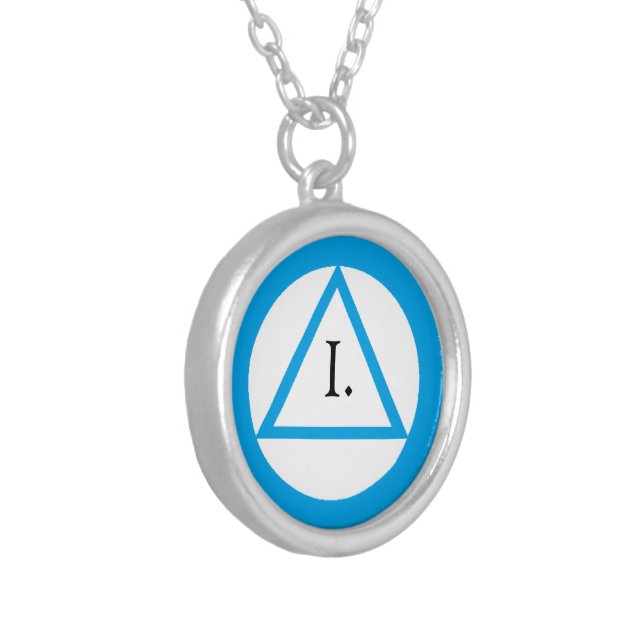 Blue AA Symbol Necklace - Customize Years (Front Left)