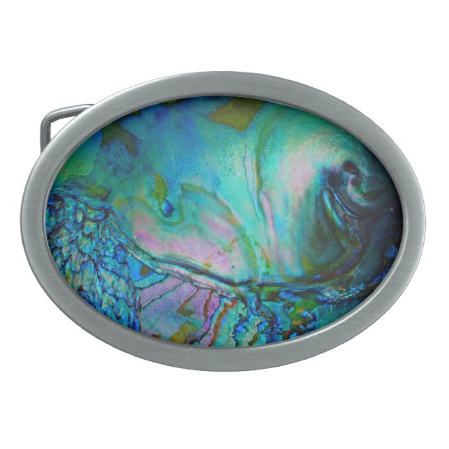 Blue Abalone Shell Belt Buckle (Front)