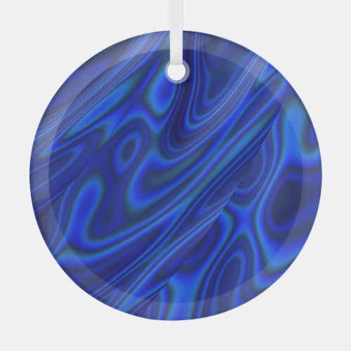 Blue Abalone Shell Fractal Abstract Suncatcher Glass Ornament
