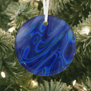 Blue Abalone Shell Fractal Abstract Suncatcher Glass Ornament