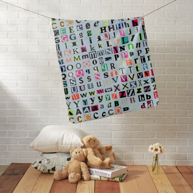 Blue ABC's Aphabet Fun Childs  Baby Blanket (In Situ)