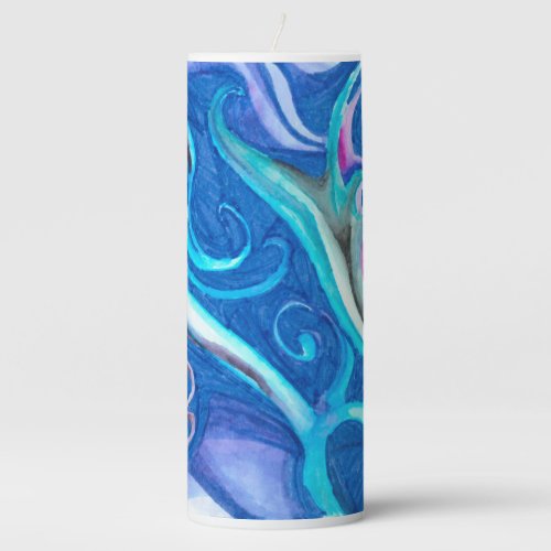 Blue abstract 3 x 4 Pillar Candle