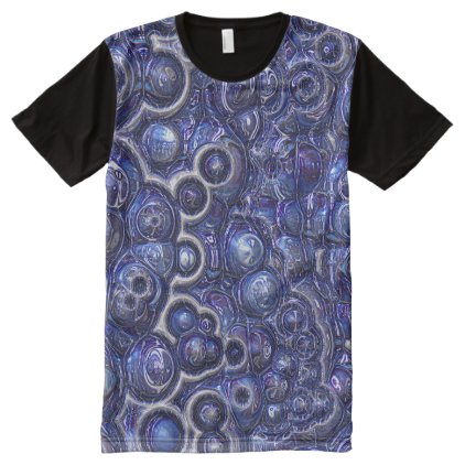 Blue Abstract 3D Pattern All-Over-Print Shirt