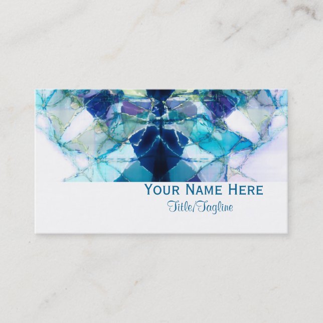 blue abstract art business card double sided (Front)