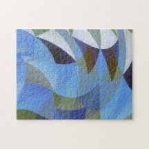 Blue Abstract Art Geo Shapes Puzzle