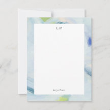Blue Abstract Art Personalized Flat Note Card