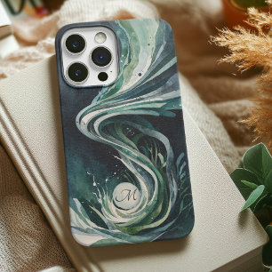 Blue Abstract Art Water Swirl Watercolor Canvas  iPhone 13 Case