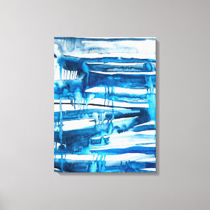 Blue abstract art watercolor icicles canvas print