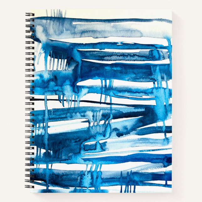 Blue abstract art watercolor icicles  notebook (Front)