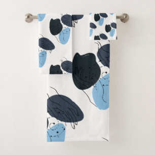 Blue Abstract Artwork Bath Towel Set
