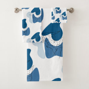Blue Abstract Artwork Bath Towel Set