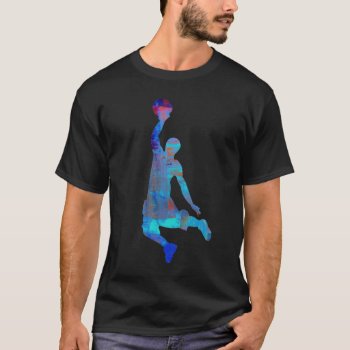 Blue Abstract Basketball Player Jumping Shirt by PlanetJive at Zazzle