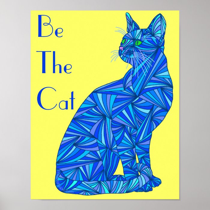 x Blue Abstract Be The Cat 8" x 10" Poster Print