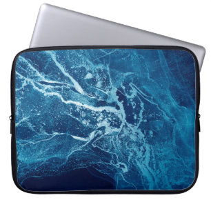 Blue Abstract. Blue and White color Blots. Clear w Laptop Sleeve
