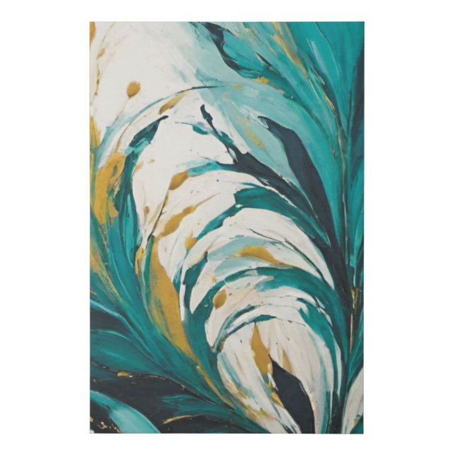 Blue Abstract Boho Wall Art Bohemian Botanical (Front)
