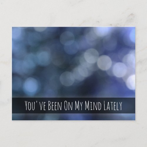 Blue Abstract Bokeh Light Photo Thinking of You Postcard