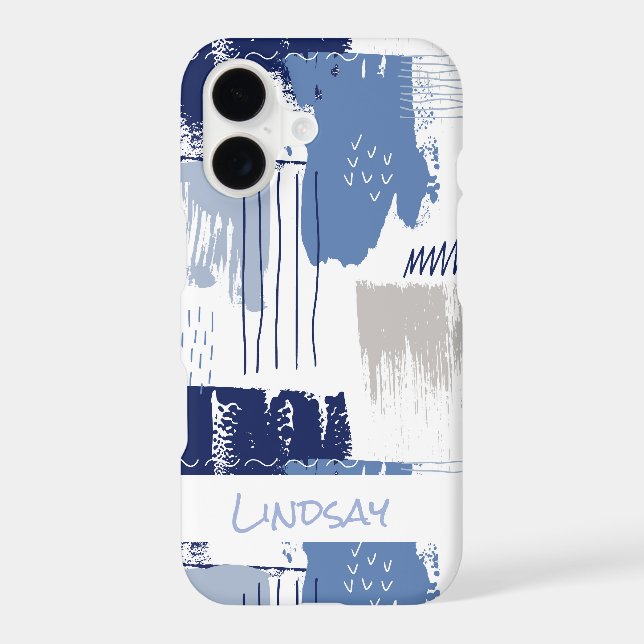 Blue Abstract Brush Pattern Personalized Case-Mate iPhone Case (Back)
