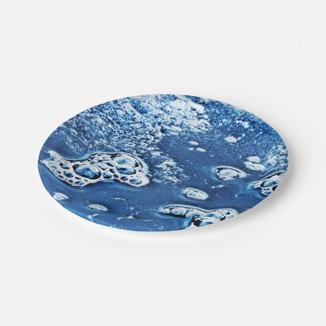 Blue Abstract Bubbles Ice Water Paper Plates