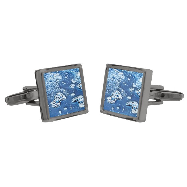 Blue Abstract Bubbles Water and Ice Cufflinks