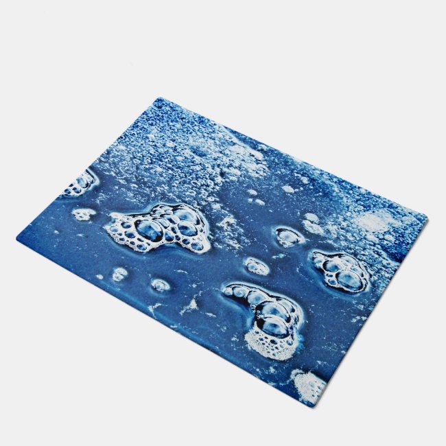 Blue Abstract Bubbles Water and Ice Door Mat