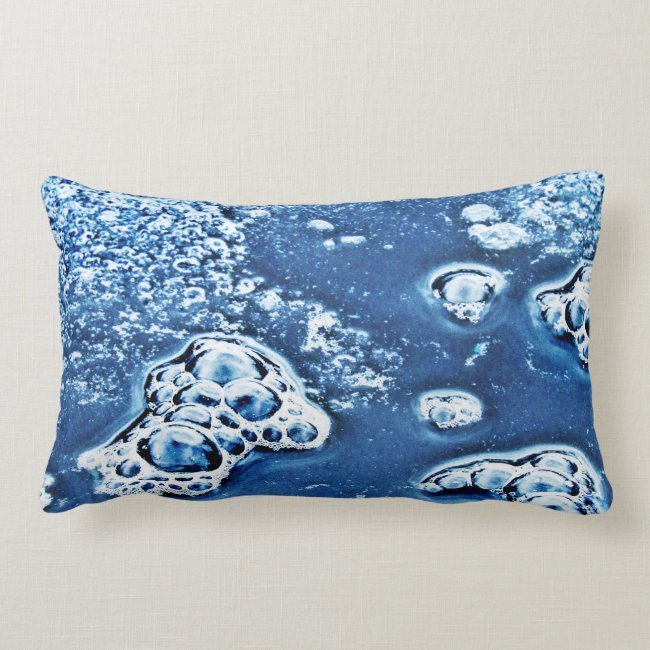 Blue Abstract Bubbles Water and Ice Lumbar Pillow