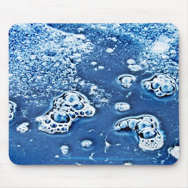 Blue Abstract Bubbles Water and Ice Mousepad