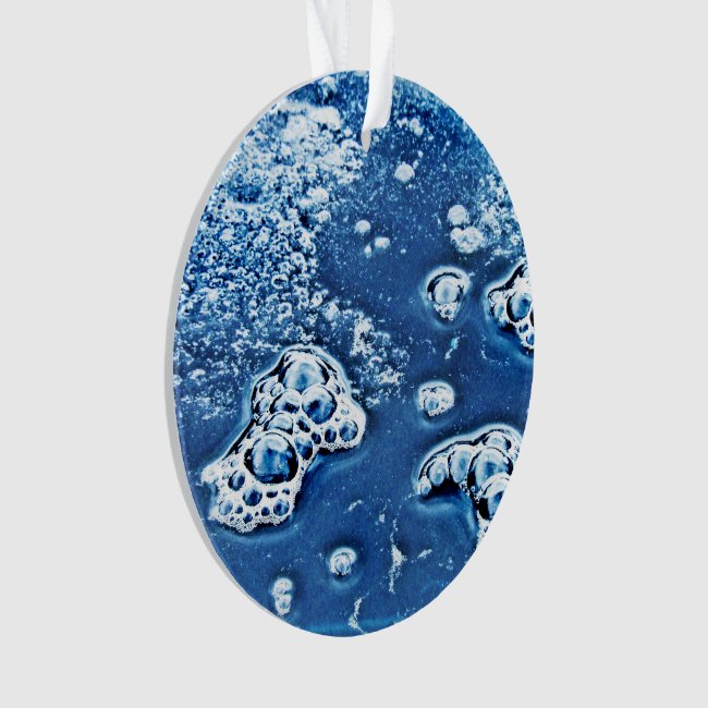 Blue Abstract Bubbles Water and Ice Ornament