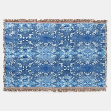 Blue Abstract Bubbles Water and Ice Throw Blanket