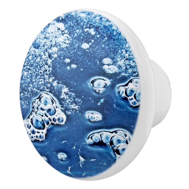 Blue Abstract Bubbles Water Ice Ceramic Knob