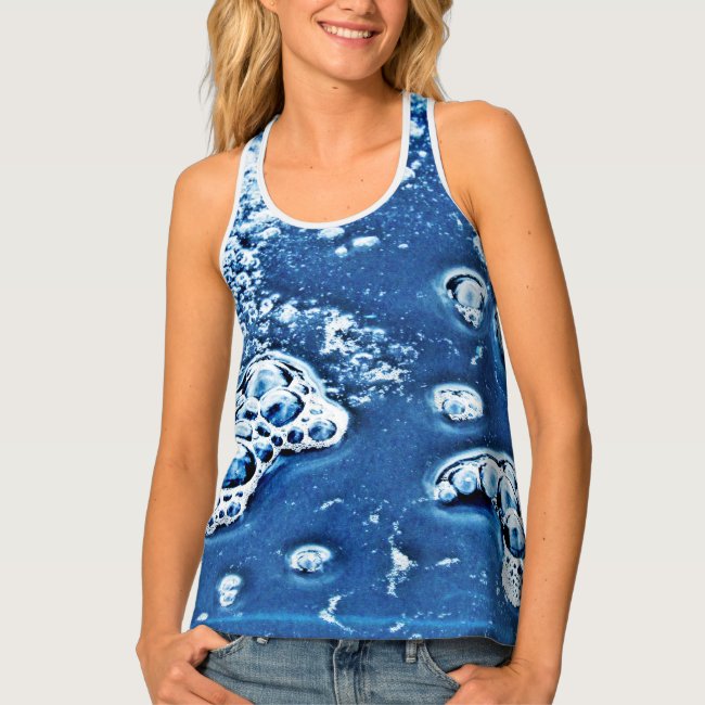 Blue Abstract Bubbles Water Ice Design Tank Top