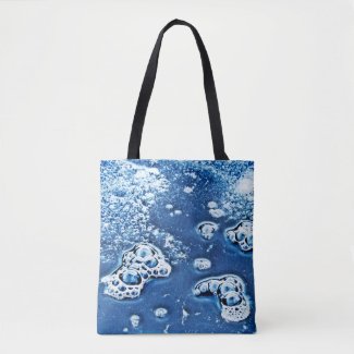 Blue Abstract Bubbles Water Ice Design Tote Bag