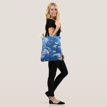 Blue Abstract Bubbles Water Ice Design Tote Bag