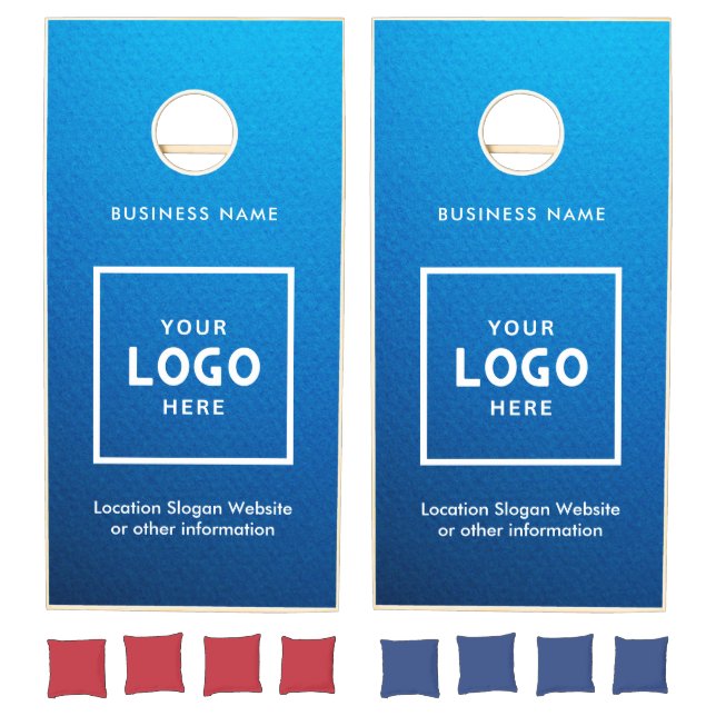  Blue Abstract Business Logo Branded  Cornhole Set (Set)