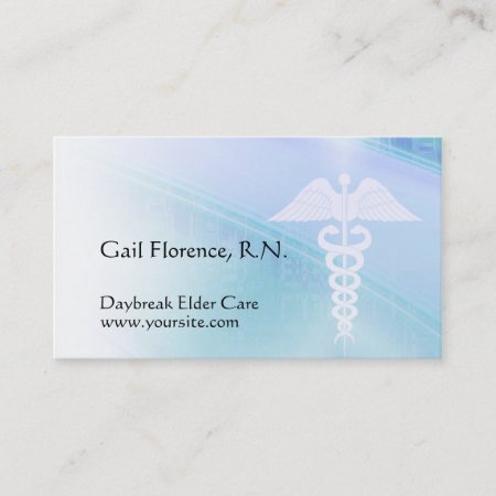 Blue Abstract & Caduceus Medical Business Cards