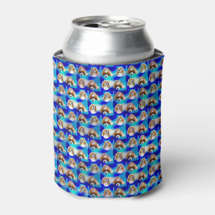 Blue Abstract Cavalier Dog Pattern, Can Cooler