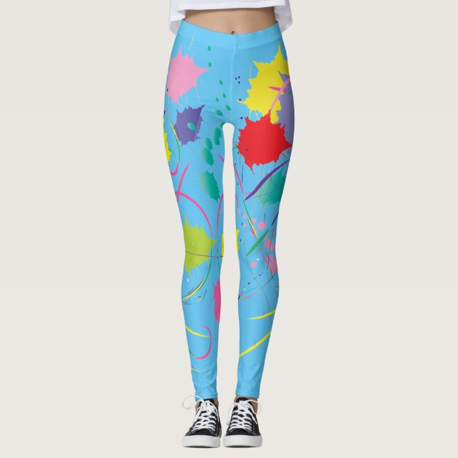 Blue Abstract Colorful Art Digital Art Cool Leggings (Front)