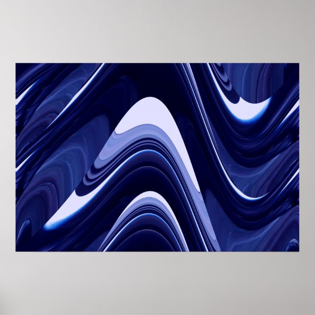 Blue Abstract Contemporary Modern Art Print Poster (Front)
