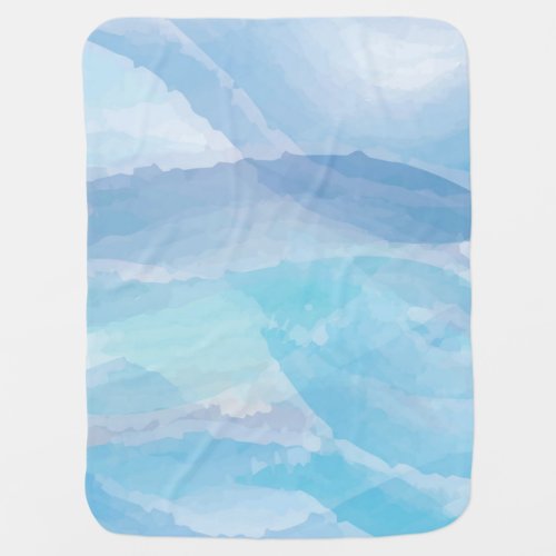 Blue abstract cool water color brush stroke art baby blanket
