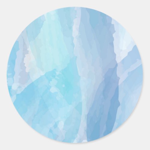 Blue abstract cool water color brush stroke art classic round sticker