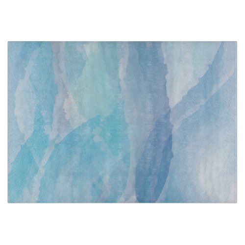 Blue abstract cool water color brush stroke art cutting board