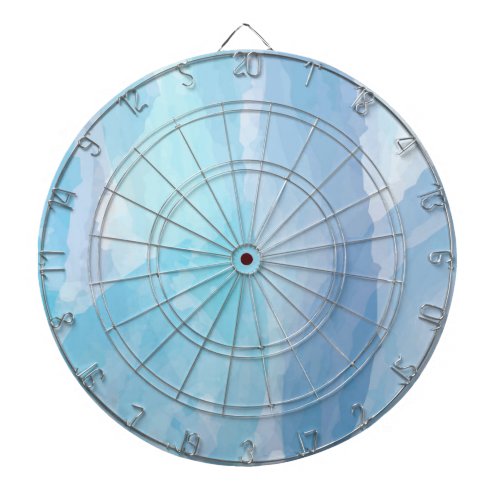 Blue abstract cool water color brush stroke art dart board