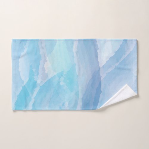Blue abstract cool water color brush stroke art hand towel 