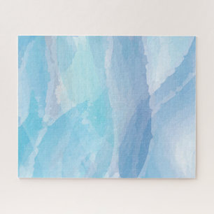 Blue, abstract, cool water color brush stroke art jigsaw puzzle