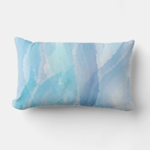 Blue, abstract, cool water color brush stroke art lumbar pillow