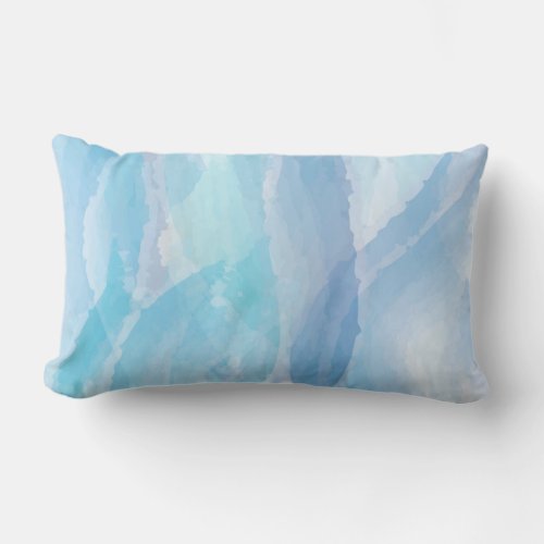 Blue abstract cool water color brush stroke art lumbar pillow
